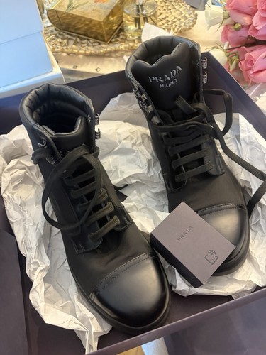 Prada black combat boots nylon - boots,