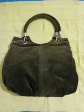BORSA IN VERA PELLE-MADE IN ITALY-A SACCO-COLOR VERDE SCURO-DOPPIO MANICO