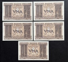 1 LIRA BIGLIETTO DI STATO FASCIO 14/11/1939 FDS NUMERI PROGRESSIVI