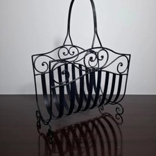 Porta Riviste Vintage Smaltato Nero.