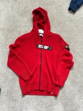 Maglione cardigan Stone Island junior bambino maglia full zip con cappuccio età 8 Rosso