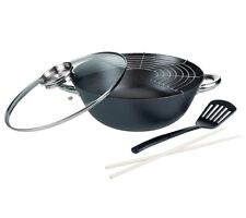 Gws Pentola Wok in ghisa 32 cm set multifunzione coperchio antiaderente - Rotex
