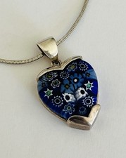 Collana con ciondolo cuore in vetro di Murano fiori MILLEFIORI argento sterling Alan K