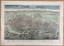 Veduta di Venezia 1710  - Venise - Aveline incisione colorata antica originale