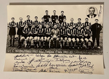 INTER FC  CARTOLINA ROSA COMP.  1963-64 CON AUTOGRAFI STAMPATI FOTO BATTAIA B/N