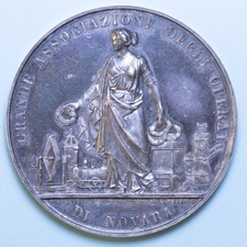 NOVARA ESPOSIZIONE INDUSTRIALE MEDAGLIA PREMIO 1856 RARA ARGENTO qFDC BROGGI