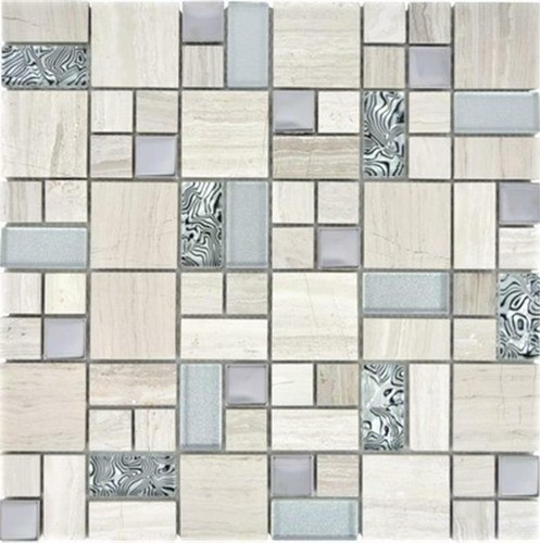 Mosaico tessere acciaio legno - tessere,