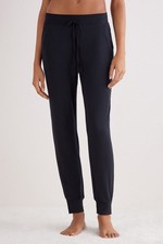 Pantalone seta blu navy donna