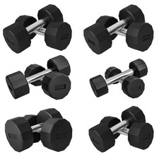 SPORTNOW Set 2 Manubri Palestra in Metallo e Gomma Nero