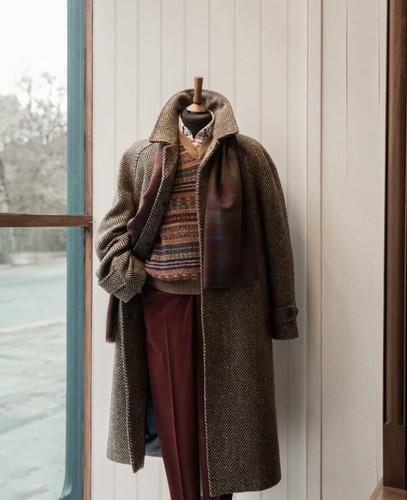 Cappotto lungo uomo tweed