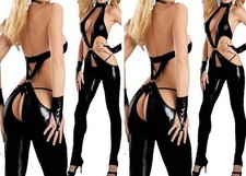 SexY Intimo Lingerie CATWOMAN BODY sadomaso donna tuta sex aperto perizoma Bdsm 