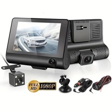Dash Cam DVR 4" 3 telecamere anteriore posterioreretromarcia HD 1080P notturna