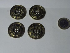 LOTTO 4 BOTTONI ETNICI METALLO COLOR ORO VECCHIO ANNI 80 DIAMETRO CM 3 VINTAGE