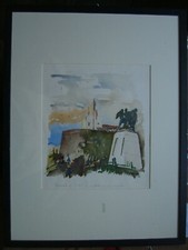 ::Acquerello, Castello di San Giusto Monumento ai Caduti Primi, firmato antico