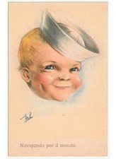 Non Viaggiata cartolina d'epoca anni'40 ritratto di bambino berretto marinaio