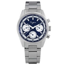 Sugess S442 Panda Cronografo Meccanico Acciaio Bianco Blu Zaffiro Orologio Uomo