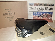 Sella bici vintage Brooks England vera pelle # B66 nera S703+S878 nuova imballo originale