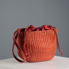 Borsa Vintage Cuoio Intrecciato Marrone Bordeaux Italia Anni 70-80 Originale