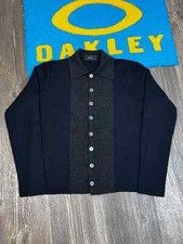 Mens Zanone Buttons Up Wool Gray/Blue Polo Neck Sweater size 50 / M