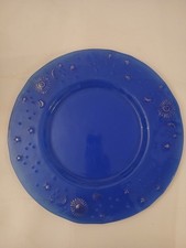 Piatto Artistico Vetro,Colore Blu Cobalto: Sole/Luna/Stelle-Manifattura Toscana 