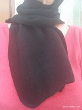 Sciarpa nera pura lana stola calda usata unisex wool scarf cm 103x22 