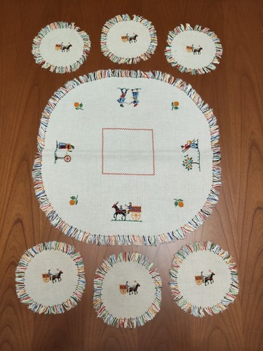 Set vintage lino ricamato - , a
