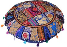 Copricuscino Copricuscino Pavimento Tondo Grande 32" Cotone Indiano Pouf Meditazione