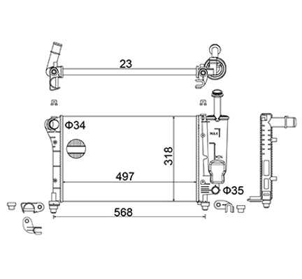 Radiatore acqua hart per fiat - radiatore,