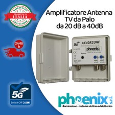 Amplificatore antenna TV da palo con filtro LTE/5G Da 20 a 40 dB 2 ingressi UHF