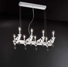 Lampadario classico lusso ceramica bassano bianco a 8 luci luxury r020