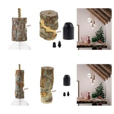Portalampada in Legno Corteccia, Attacco E27 per lampadari vintage