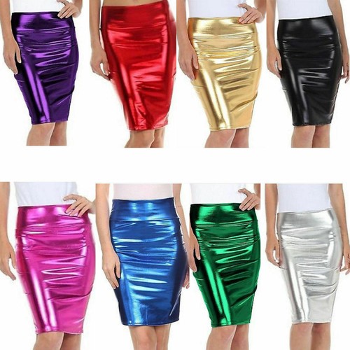 Gonna midi donna metallizzata