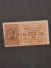 Banconota Buono di Cassa da 2 LIRE 1914 Vittorio Emanuele III Rara