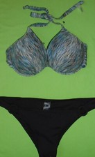 Next Boost Bikini teal space dye top 34DD/E e slip nero taglia 12 nuovo con etichette nuovo con etichette
