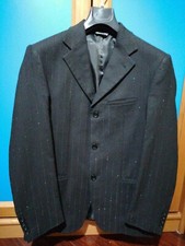 ABITO COMPLETO ELEGANTE UOMO TG 44 ULTIMO NEGOZIO NERO BRILLANT GIACCA PANTALONI