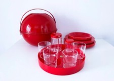 Guzzini Set Ball Pic Nic Rosso Vintage Anni 70 Icona Stile Completo