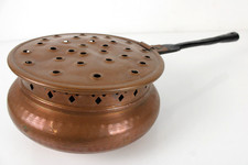 Antico Scaldino Braciere in Rame Vintage Antico D'epoca Grande Scaldaletto