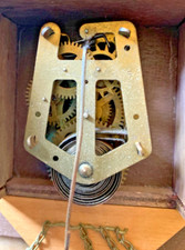 PICCOLO-ANTICO OROLOGIO IN LEGNO-CUCÙ-MECCANISMO