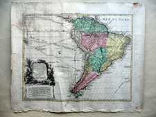 America Meridionalis Grande Carta Geografica Lotter Augusta 1740 Geografia