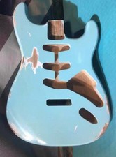 S S S Avviamento Chitarra Elettrica Legno Ontano Corpo Blu Invecchiato/Laccato Nitrocellulosa