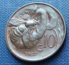MONETA REGNO V.E.III 10 CENTESIMI APE 1927 ROMA, COMUNE,RAME 5,37 GR,SPL FDC