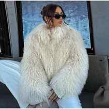 Cappotto pelliccia sintetica di lusso soffice donna tinta unita risvolto manica lunga giacca spessa ampia