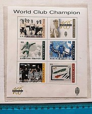 FOGLIO 6 FRANCOBOLLI JUVENTUS WORLD CLUB CHAMPION JUVECENTUS 100 ANNI 1896-1996
