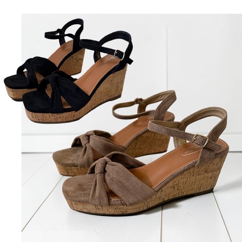 Ladies black camel wedge - black,