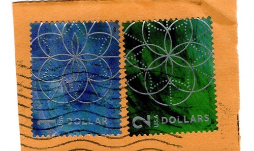 Francobollo usa dollaro blu - francobollo,