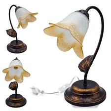 Abatjour lampada da Tavolo vetro antico vintage modernariato E14 interruttore