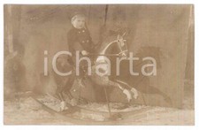 1910 ca COSTUME GERMANIA - Bambino su cavallo a dondolo - Foto 14x9 cm