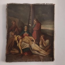 Deposizione di Cristo, stazione della Via Crucis  su tela, 50x58