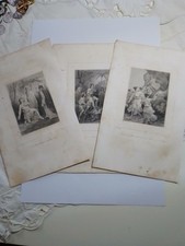 Antiche Stampe Francesi Lotto Di 3 Cm 20x12