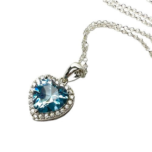 Ciondolo cuore topazio - , blu